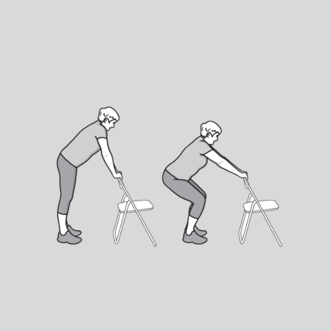 Kniebeuge mit Festhalten