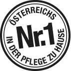 Siegel mit Text "Österreichs Nr. 1 in der Pflege zu Hause