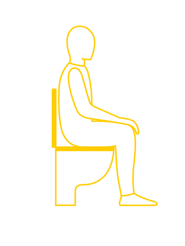 Illustration, die zeigt, wie man richtig auf dem WC sitzt beim Wasserlassen