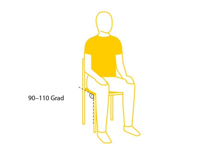 Illustration eines Mannes, der auf einem Stuhl sitzt. 