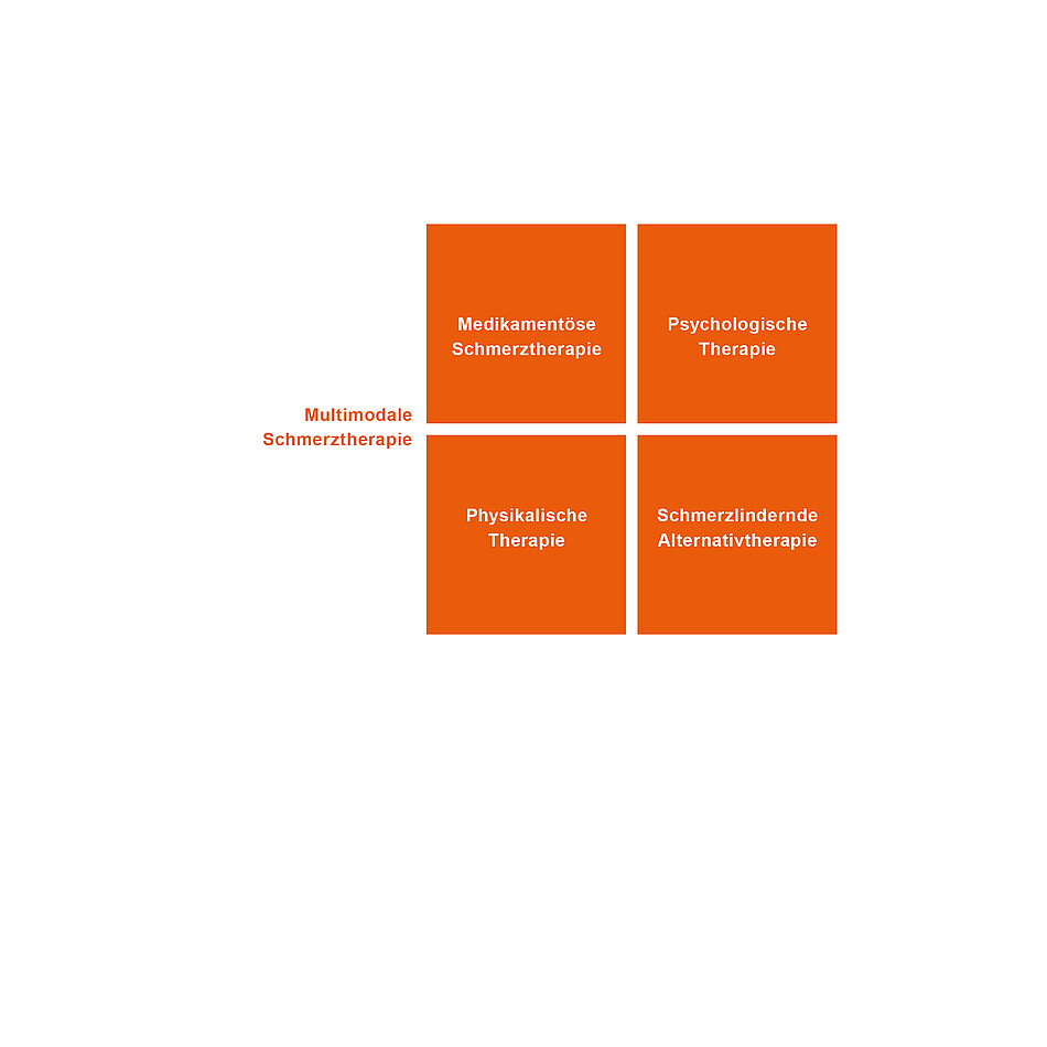 Grafik zur Illustration der Bestandteile der multimodalen Schmerzbehandlung