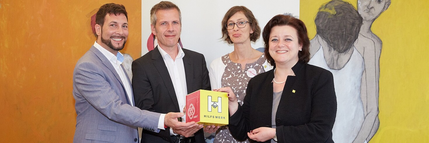 Markus Rumelhart, Roland Haller, Christina Schilling und Sabine Geringer bei der AWAT-Eröffnungsfeier.
