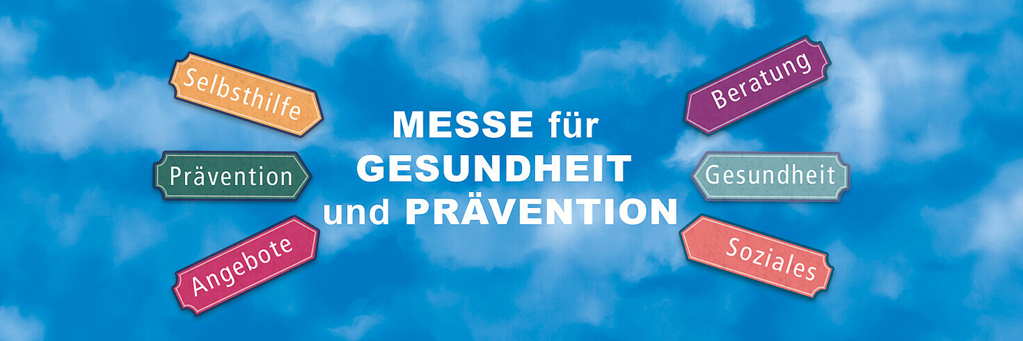 Text Messe für Gesundheit und Prävention Hintergrund Himmel
